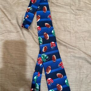 Puritan Blue Football Print Tie with Red and Green Helmets